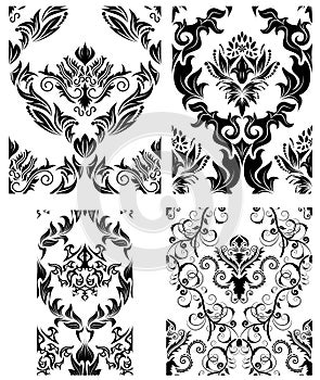 Seamless damask patterns set