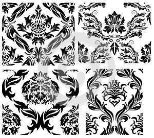 Seamless damask patterns set