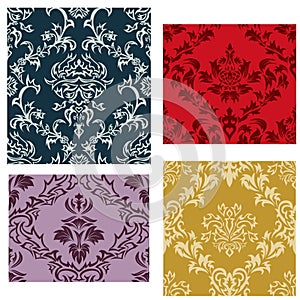 Seamless damask patterns set