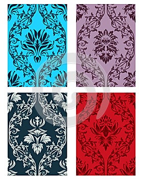 Seamless damask patterns set