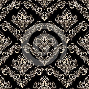 Seamless damask Wallpaper on black in retro Style