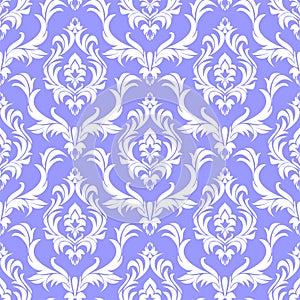 Seamless damask white Pattern on blue in retro Style