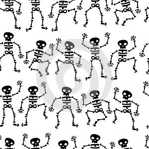 Seamless Dancing Skeleton Pattern