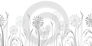 Seamless dandelion pattern, vector seamless background with hand drawn plants and seeds