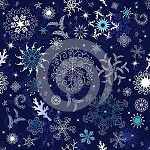Seamless dark blue christmas wallpaper