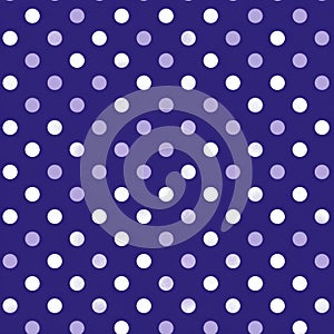 Seamless dark blue and white polka dot pattern background