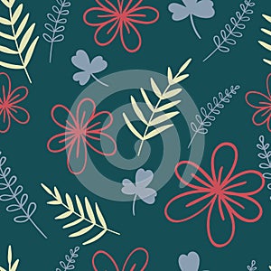 Seamless dark floral pattern. Elegant vector illustration. For print, card