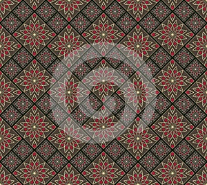 Seamless dark vintage mosaic with flower pattern