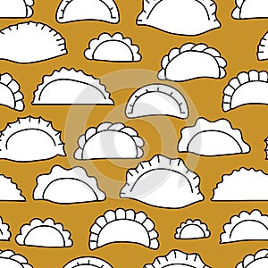 Seamless decorative pattern with dumplings in doodle style. Print for textile, wallpaper, covers, surface. Retro stylization