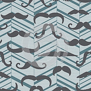 Seamless decorative pattern with mustaches. Print for textile, wallpaper, covers, surface. Retro stylization