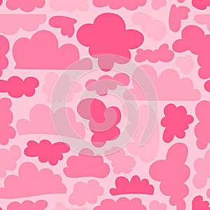 Seamless decorative pattern with pink clouds. Print for textile, wallpaper, covers, surface. Retro stylization