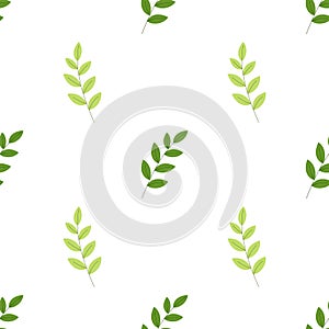 Seamless decorative template texture with green leaves. Seamless leaf pattern