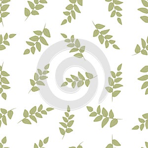 Seamless decorative template texture with green leaves. Seamless stylized leaf pattern.