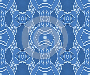 Seamless delicate ornamental pattern white on blue