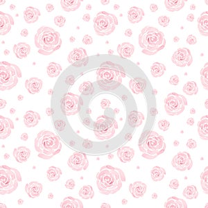 Seamless delicate pattern of roses isolated on a white background.