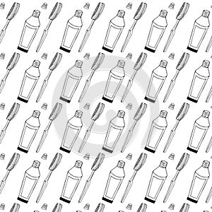 Seamless dental pattern toothpaste, brush and dental elements