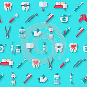 Seamless Dentist Pattern with Shadow.