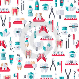 Seamless Dentist Pattern on White Background