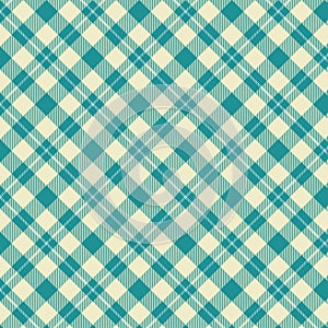 Seamless diagonal plaid and checkered patterns in green and beige for textile design.