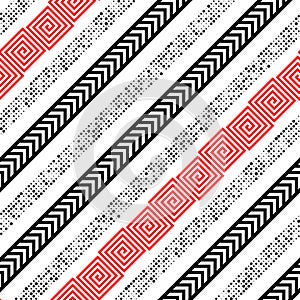 Seamless Diagonal Stripe, Arrow and Dots Pattern