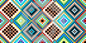 Seamless Diamond Geometric Pattern. Traditional Ethnic Design for Textile Prints.