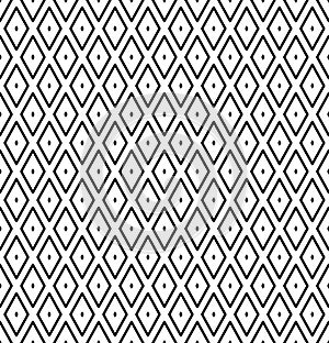 Seamless diamonds pattern. Black geometric texture on white background.