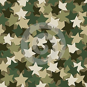 Seamless digital desert camo vector texture. Stars Camoflage textile print