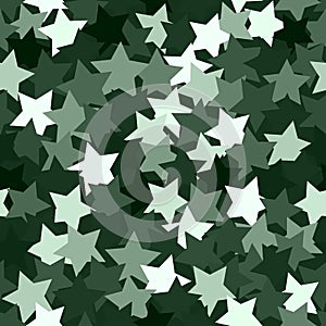 Seamless digital woodland camo vector texture. Stars Camoflage textile print