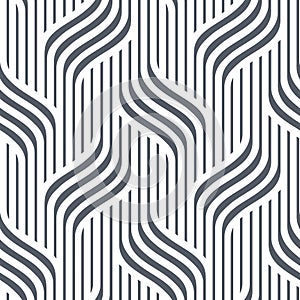 Seamless discreet pattern with wavy lines on a white background