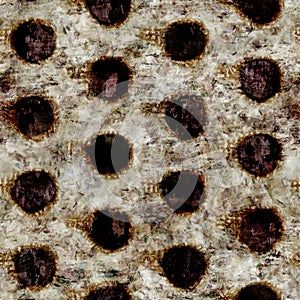 Seamless distressed circle brown painted texture background. Natural dotty mottled sepia pattern. Organic spotted all