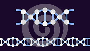 Seamless DNA spiral. Scientific pattern. Gene sequence. Chromosome chain symbol. Helix medical infographic. Genome line