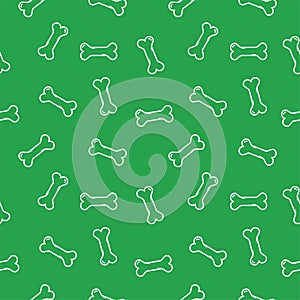 Seamless of dog bone icon isolated on green background. Pattern dog bone icon