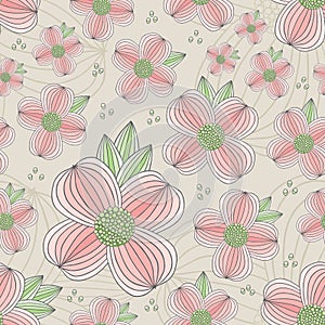 Seamless Dogwood Blossom Pattern