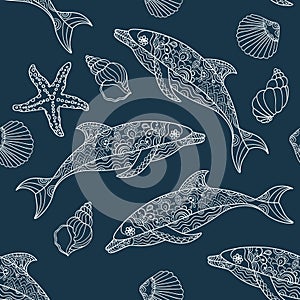 Seamless dolphin pattern