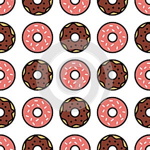 Seamless donut pattern. Donuts background. Vector design elements