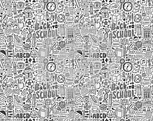 Seamless doodle back to school pattern