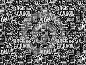 Seamless doodle back to school pattern