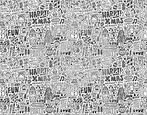 Seamless Doodle Christmas pattern