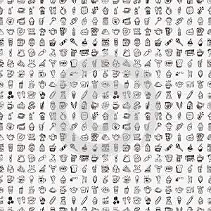 Seamless doodle coffee pattern background