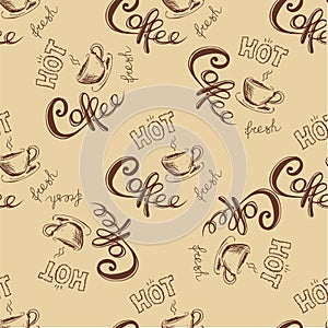 Seamless doodle coffee pattern