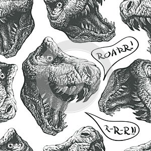 Seamless doodle dinosaur pattern. eps8