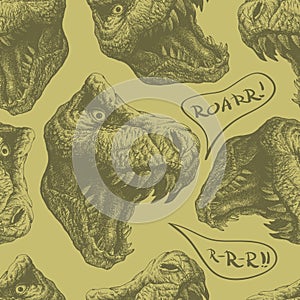 Seamless doodle dinosaur pattern. eps8
