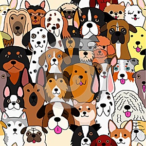 Seamless doodle dogs colorful background photo