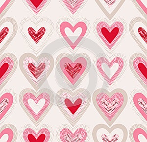 Seamless doodle dots heart pattern