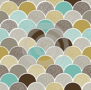 Seamless doodle dots scallop pattern geometric background