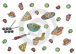 Seamless doodle  food pattern