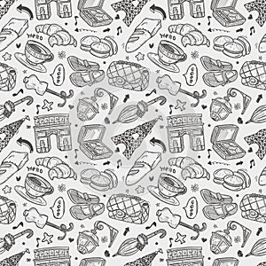 Seamless doodle Paris pattern