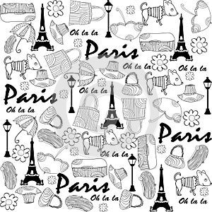 Seamless doodle Paris pattern