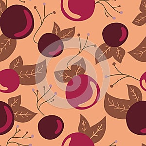 Seamless doodle pattern with apples.