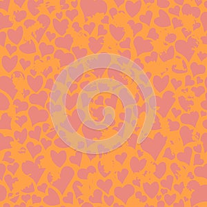 Seamless doodle pattern. Vector background with torn hearts